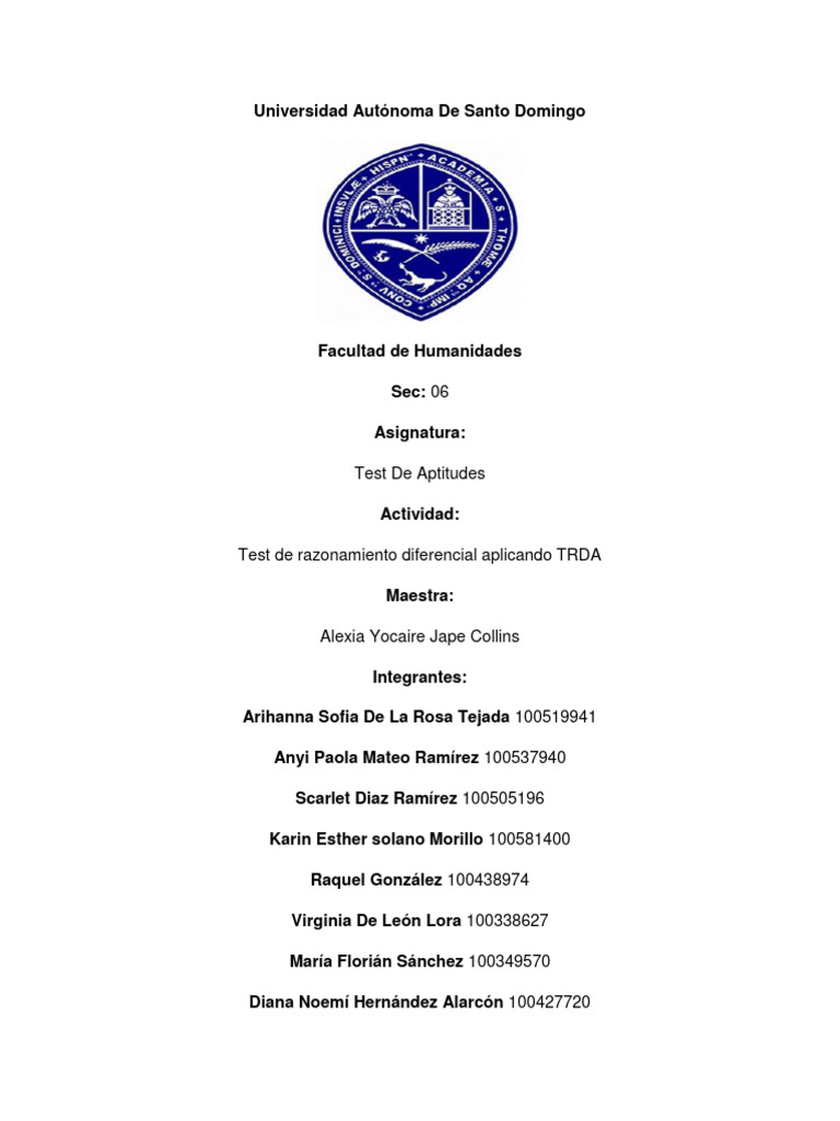 Test TRDA: Factores y Recomendaciones | PDF | Ingeniería | Matemáticas