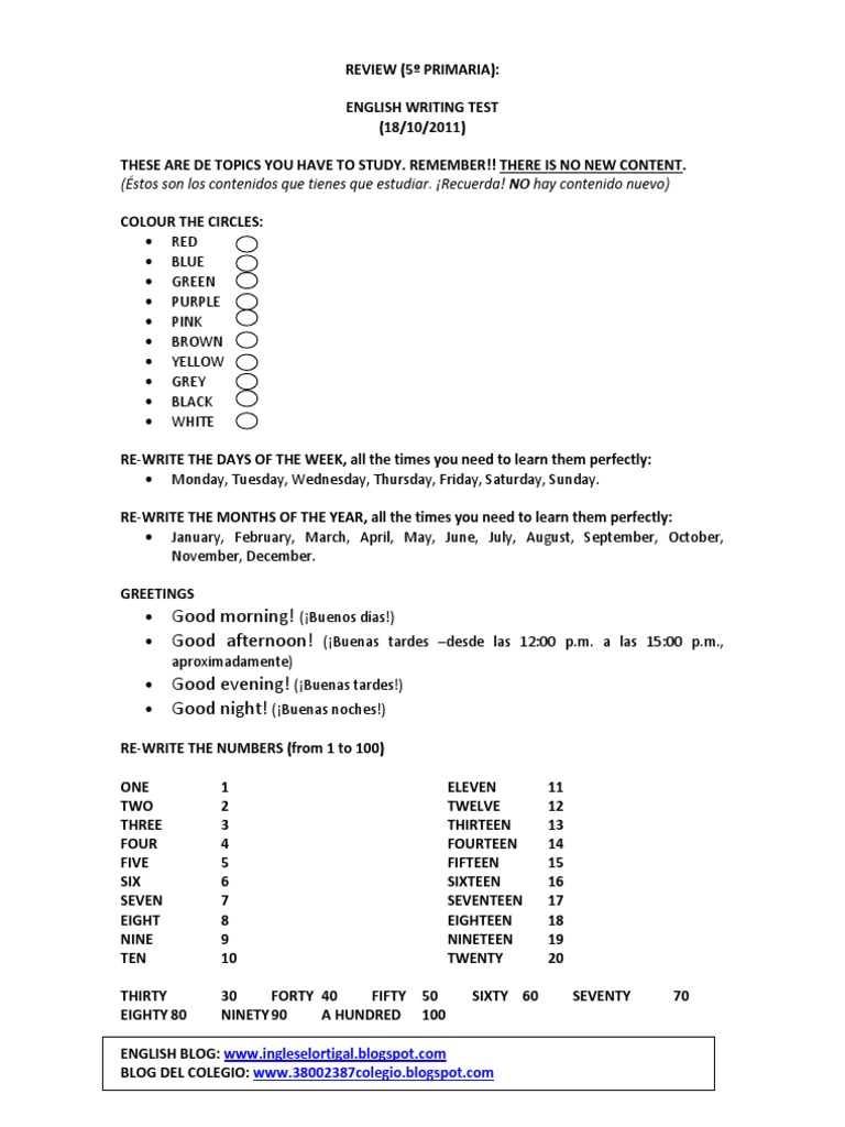 English Writing Test Study Guide | PDF | Language Arts & Discipline ...