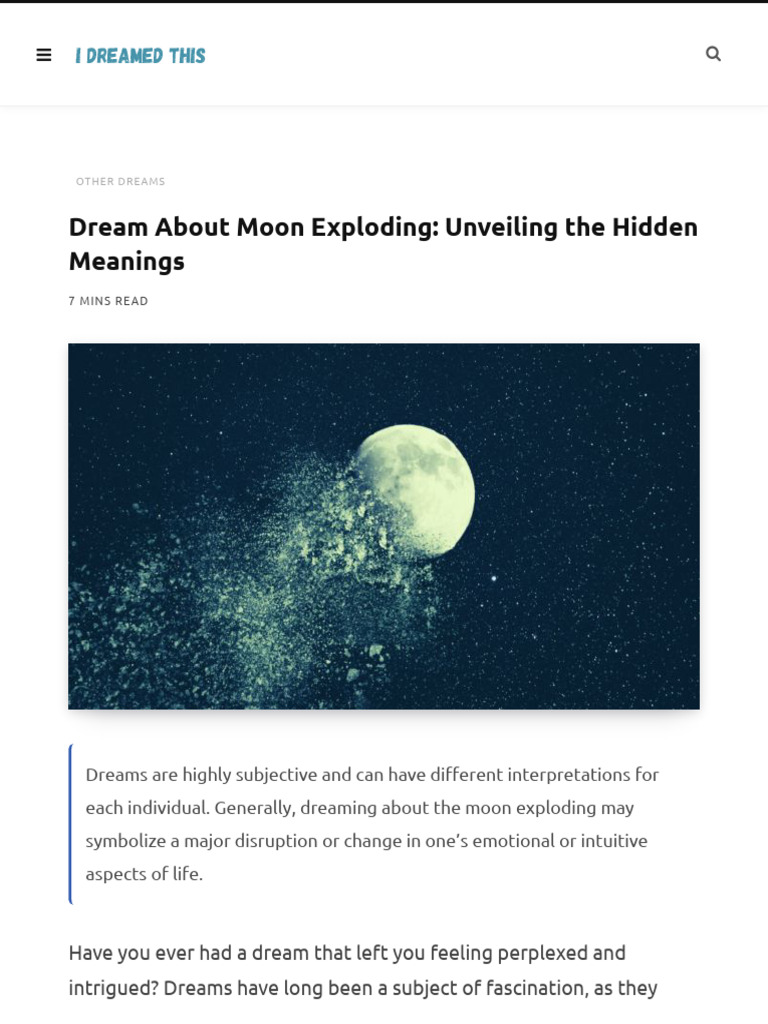Dream About Moon Exploding Unveiling The Hidden Meanings PDF