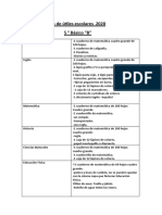 Lista de Útiles Escolares 6° Básicos