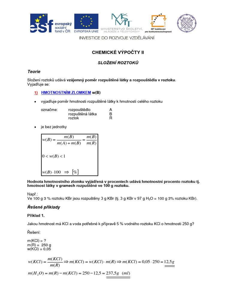 CHE 1 Chemicke Vypocty II PDF