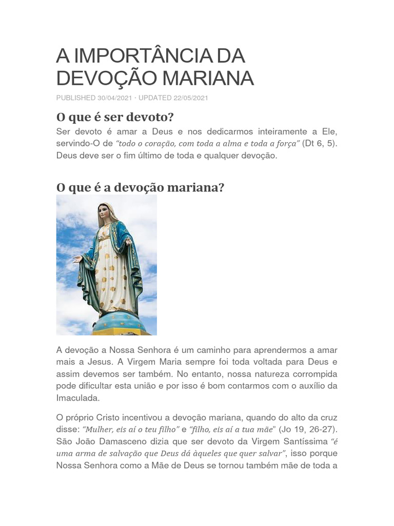 A Devoção Mariana e Seu Significado | PDF | Maria, mãe de Jesus | Jesus