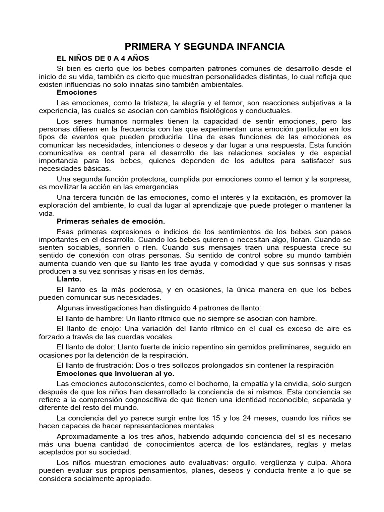 Desarrollo emocional en la infancia | PDF | Las emociones | Teoría de apego