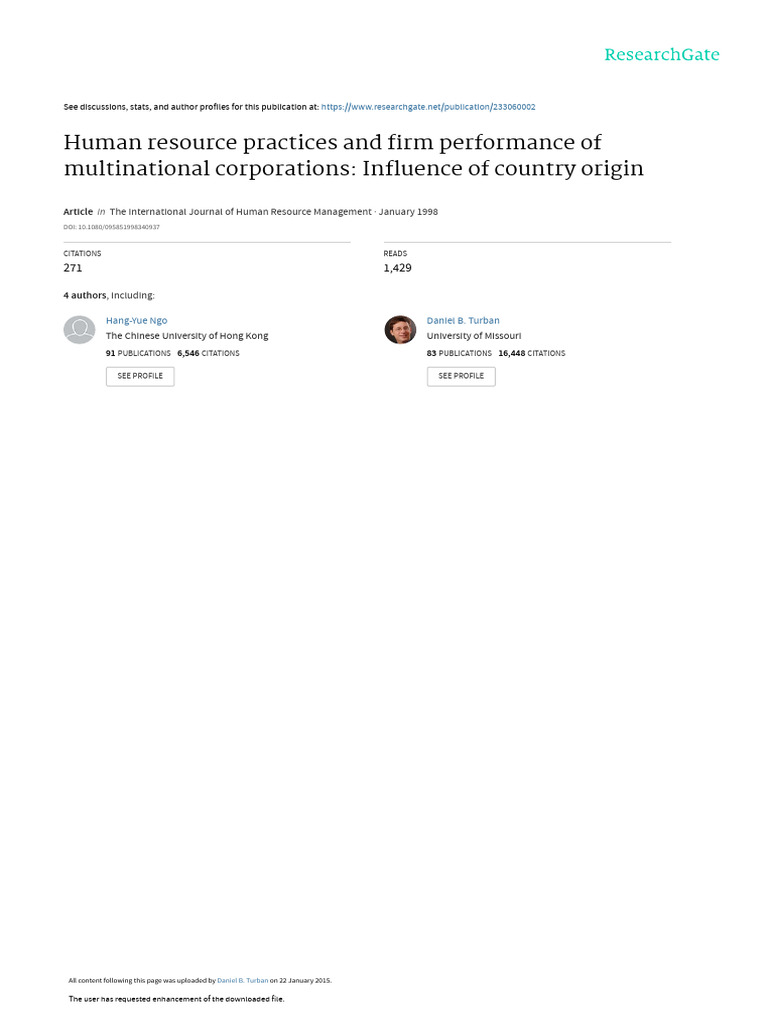 HR Practices Impact on MNC Performance | PDF | Human Resource ...