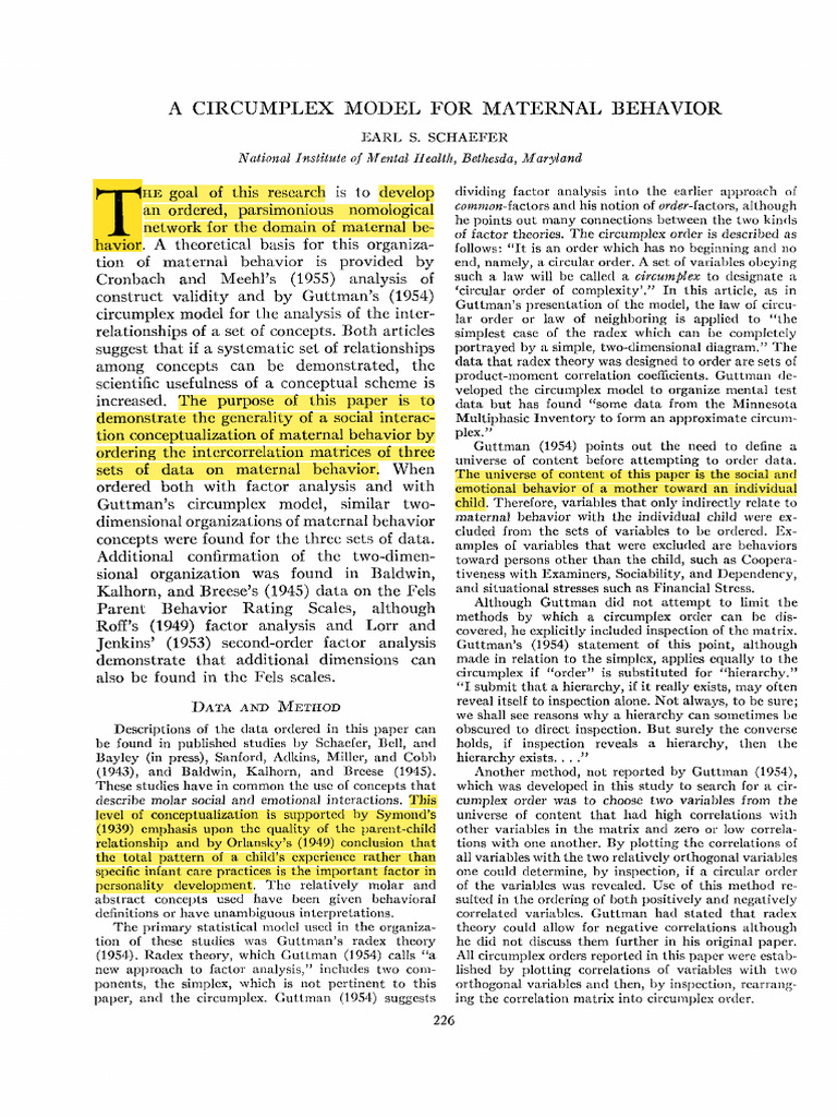 Circumflex Model of Maternal Behavior | PDF | Factor Analysis ...