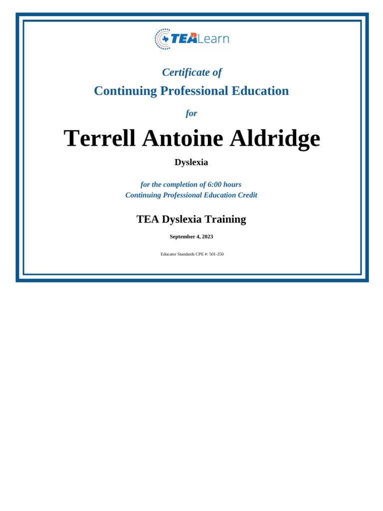 Tea Dyslexia 6hr Training PDF