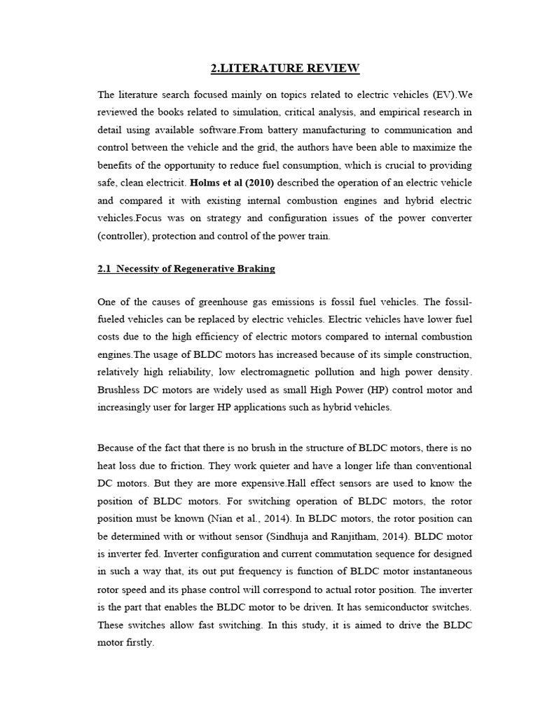Literature Review of BLDC PDF Electric Vehicle Electric Motor