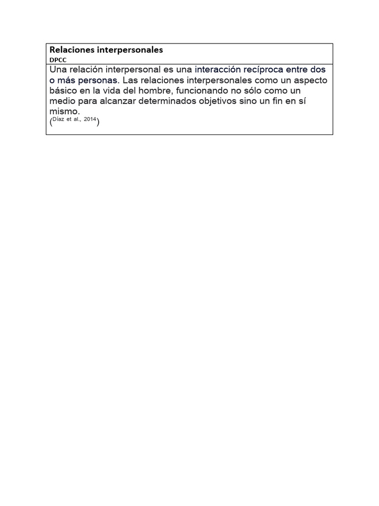 Una Relación Interpersonal Es Una Interacción Recíproca Entr | PDF ...