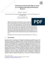 The Influence of Entrepreneurial Leadership On Active Following Power in Engineering Informationization Projects