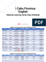 English Class Schedule of The Different Camps