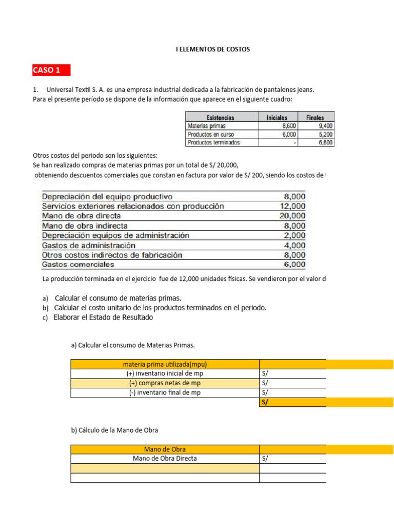 Cálculo de Costos en Producción Textil | PDF | Inventario | Costo