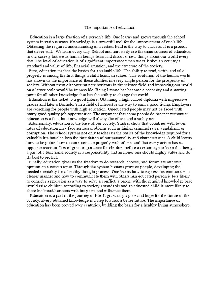The importance of education pdf knowledge society