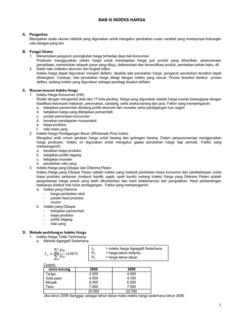 Indeks Harga dan Inflasi | PDF