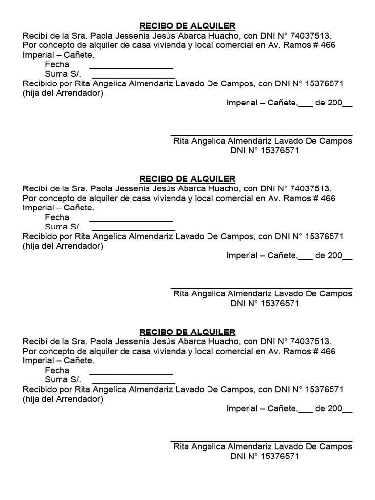 Recibo de Alquiler | PDF | Alquiler | Urbano