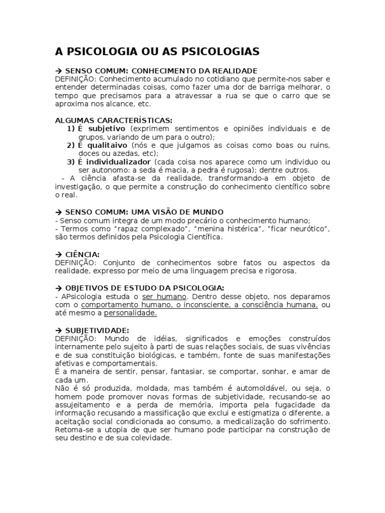 Capítulo 1 - A PSICOLOGIA OU AS PSICOLOGIAS | PDF, image size:768x1024