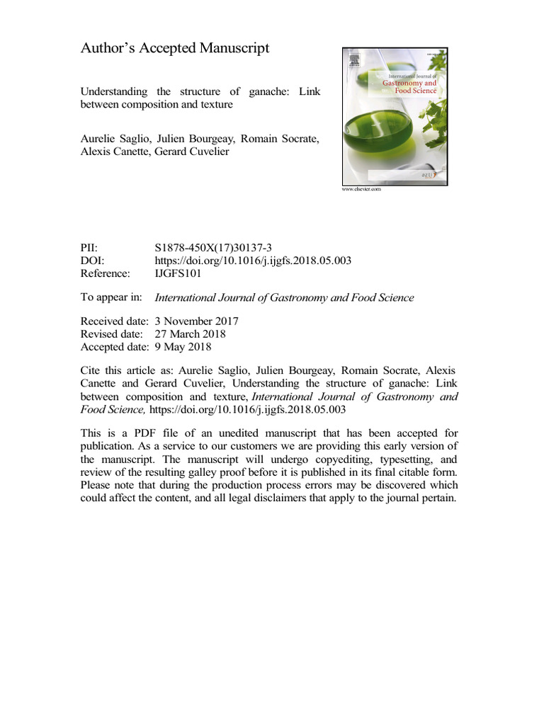 Ganache Cristallization PDF Chocolate Emulsion