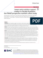 Association Between Early Nutrition Support and 28-Day Mortality in Critically Ill Patients: The FRANS Prospective Nutrition Cohort Study