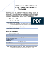 Aviso de Días Inhábiles Y Suspensión de Términos de Los Tribunales Laborales Federales