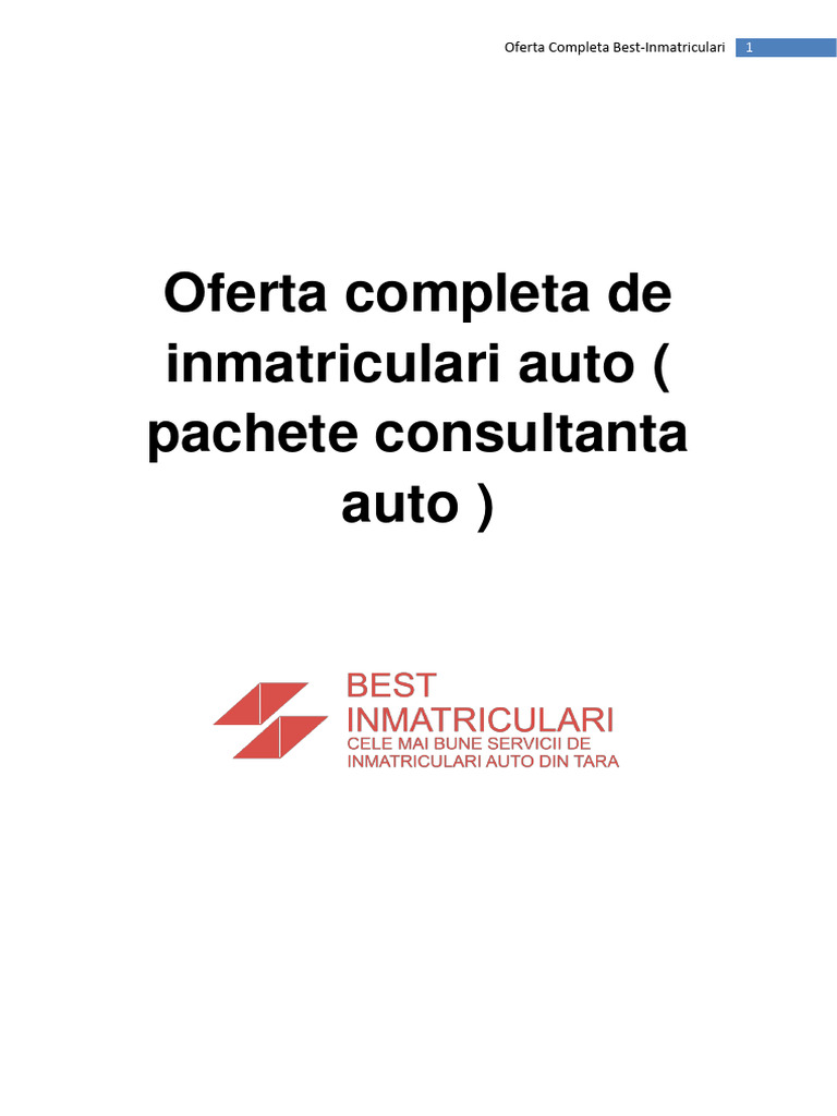 Oferta Completa de Inmatriculari Auto | PDF