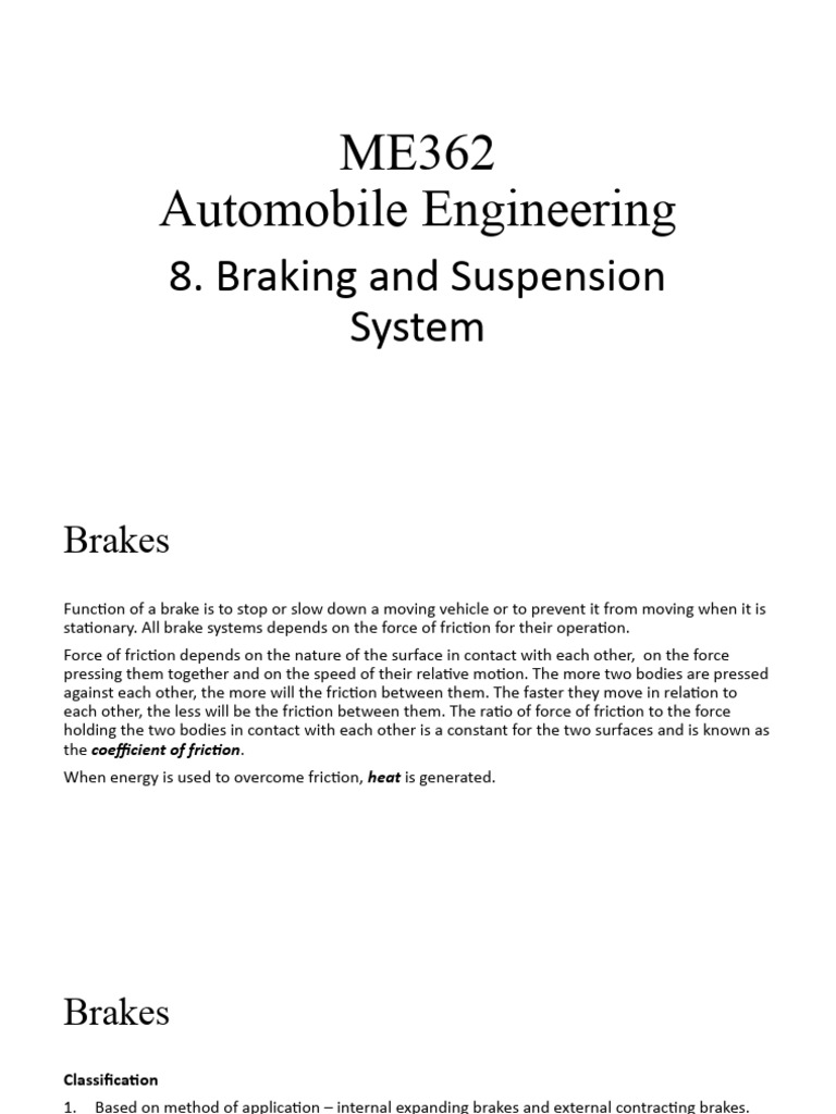 Aking and Suspension System | PDF | Anti Lock Braking System | Brake