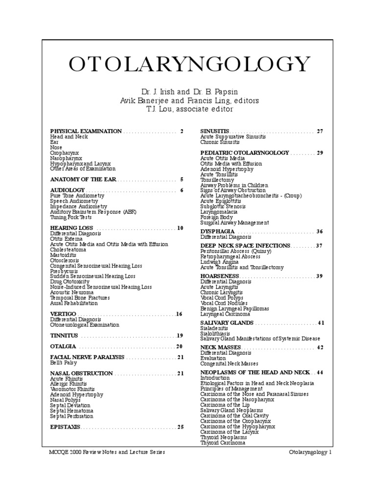 Comprehensive Guide to Otolaryngology | PDF | Vertigo | Ear