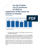 Confesoria Del Pueblo: Durante Los 23 Primeros Meses Del 2019 Se Registraron 6760 Casos de Muerte en Trámite