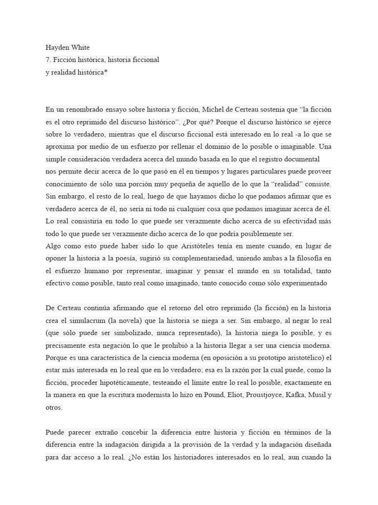 Hayden White PDF Verdad Novelas