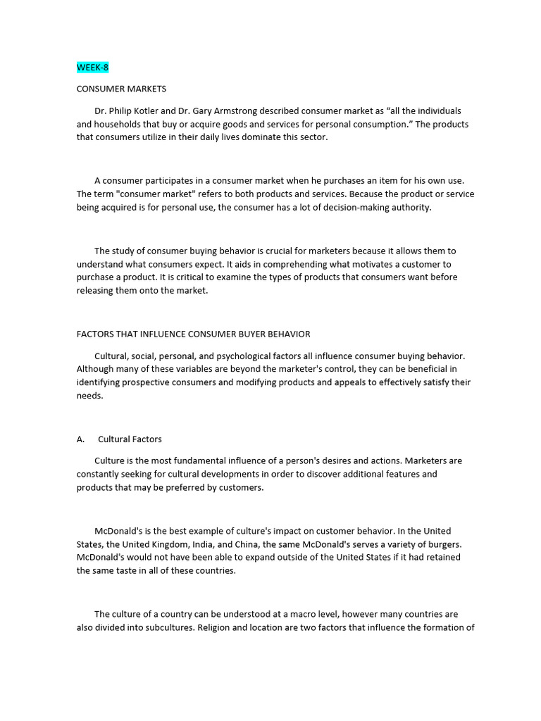 Understanding Consumer Markets and Behavior | PDF | Market Segmentation ...