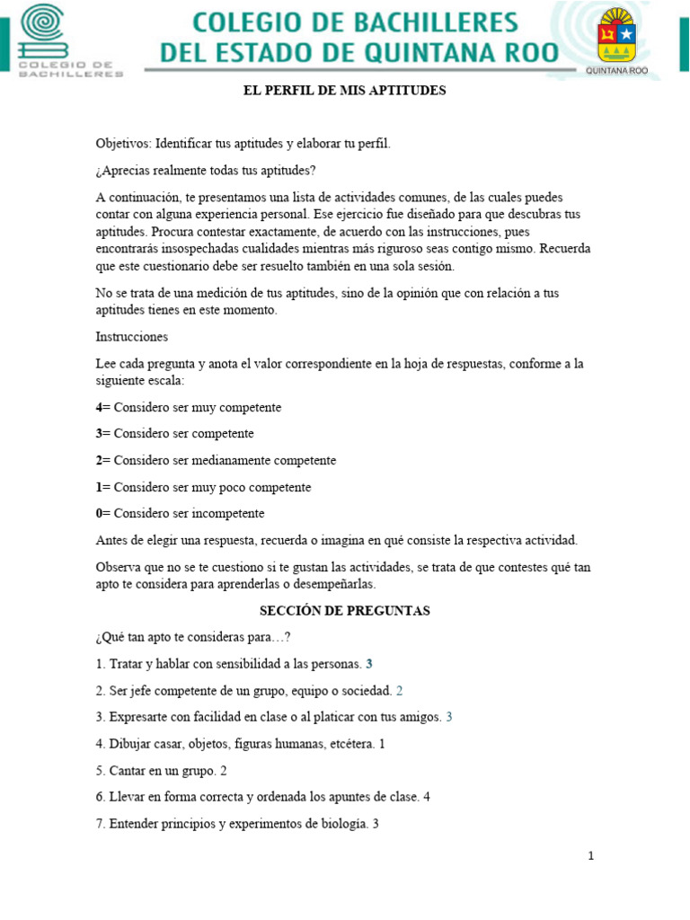 Test de Aptitudes - Preguntas | PDF