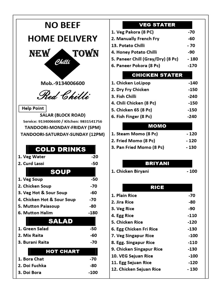 Red Chilli PDF Indian Cuisine Western Cuisine