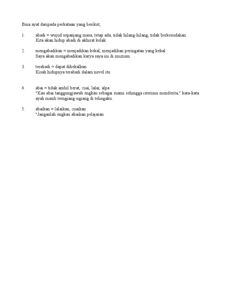 bina ayat dengan perkataan