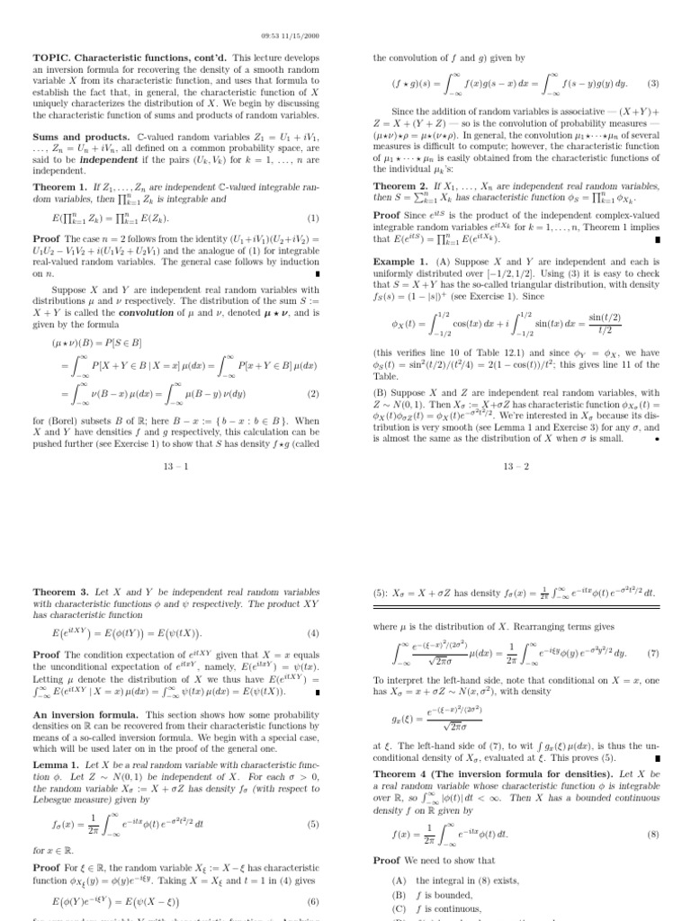 L12 cf2 | PDF | Convolution | Random Variable