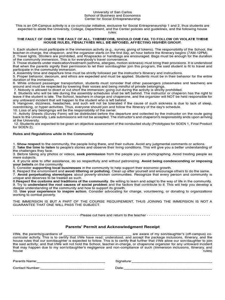 Community Immersion House Rules | PDF