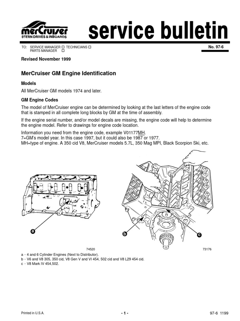 Mercruiser Engine Codes PDF V8 Engine Engines