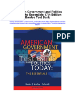 American Government and Politics Today The Essentials 17th Edition Bardes Test Bank