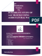 Project Topic Finalization Seminar On: Durability Study of Aac Blocks Using Agricultural Waste