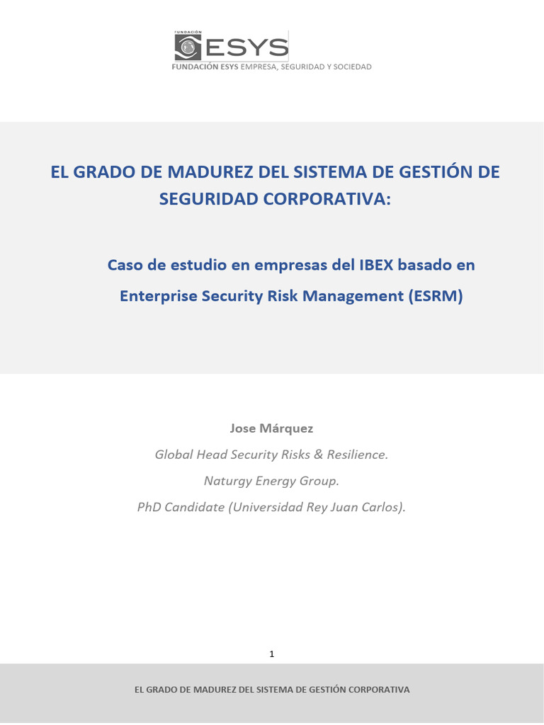 Madurez del Sistema de Gestión ESRM | PDF | Business