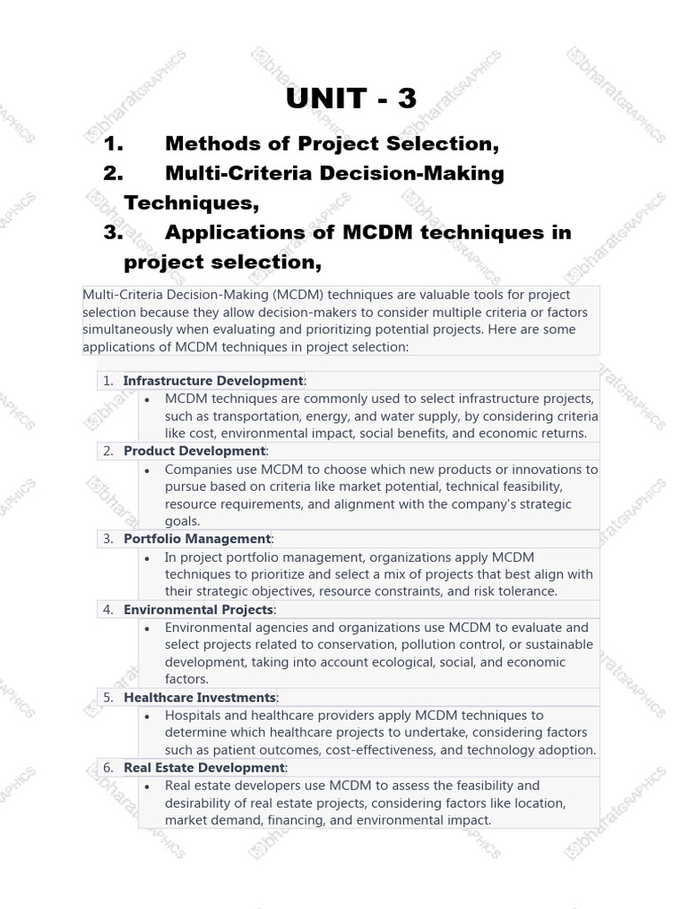 MCDM Techniques for Project Selection | PDF | Decision Making ...