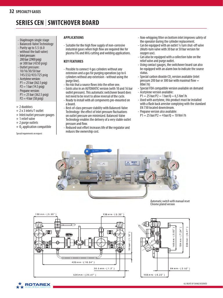 Rotarex CEN Switch Over Board | PDF | Valve | Industrial Processes