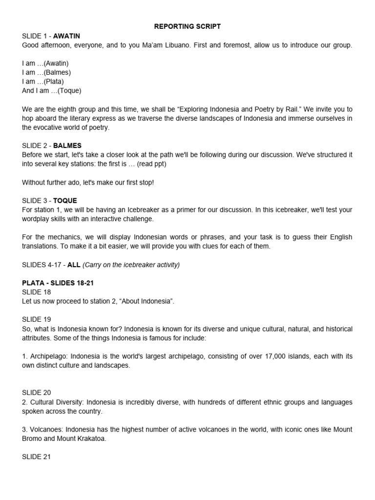 GRP 8 - Reporting Script | PDF | Poetry | Metre (Poetry)