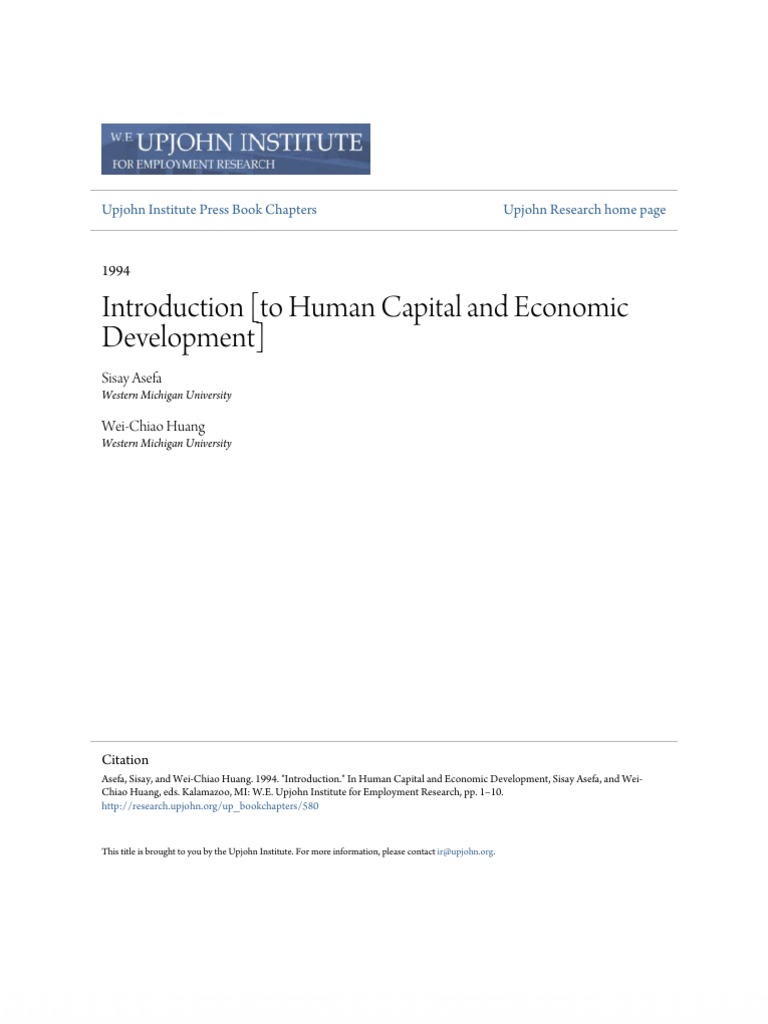 Introduction (To Human Capital and Economic Development) | PDF ...