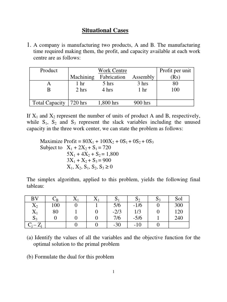 Linear Programming Case Study Analysis | PDF | Systems Analysis ...