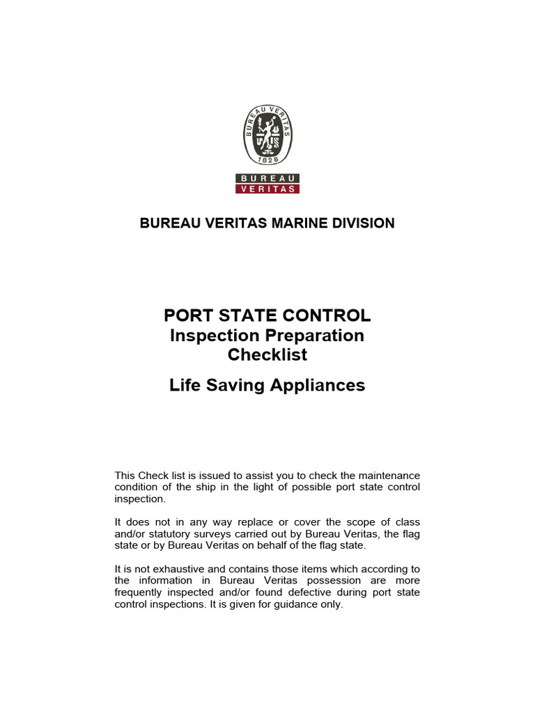 PSC Checklist for Life-Saving Appliances | PDF | Manufactured Goods ...