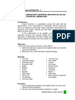 Common Lab Equipment and Supplies in The Clinical Chemistry Lab