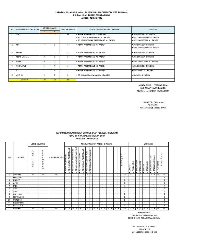 Laporan Bulanan Pasien Rujukan Perawat Merujuk | PDF