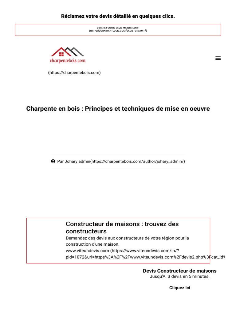 Charpente en Bois - Les Techniques de Mise en Oeuvre | PDF | Bois ...