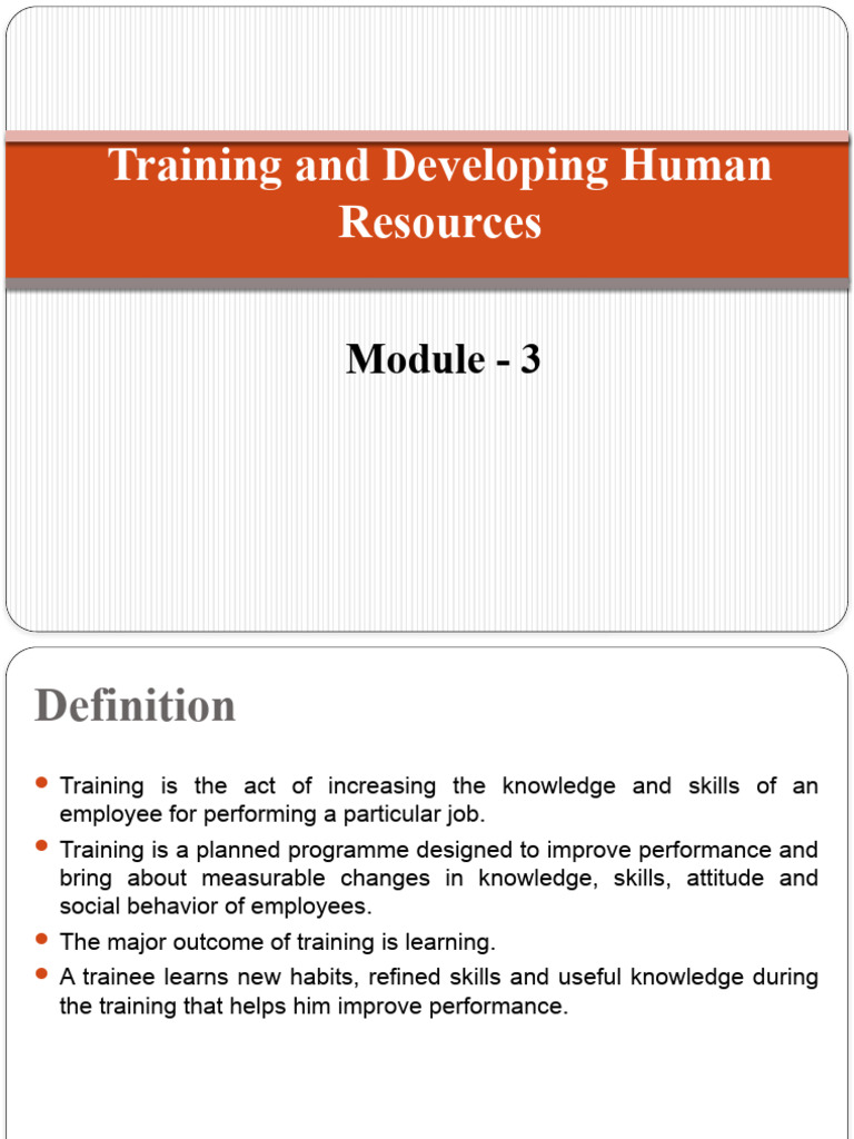 Module-3 - Training and Developing Human Resources | PDF | Performance ...