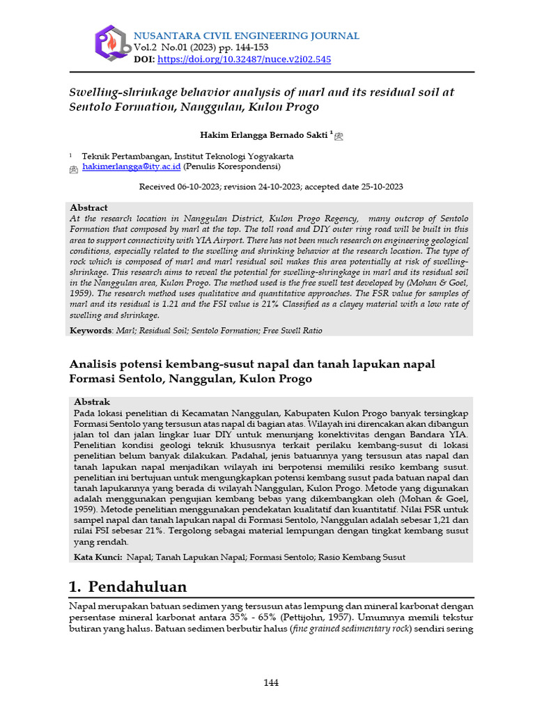 Swellingshrinkage Behavior Analysis of Marl and i PDF