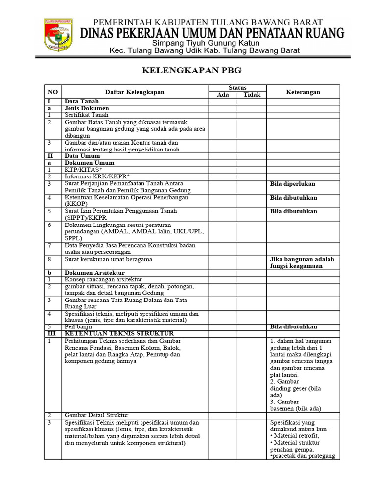 Persyaratan Lengkap PBG Perumahan | PDF