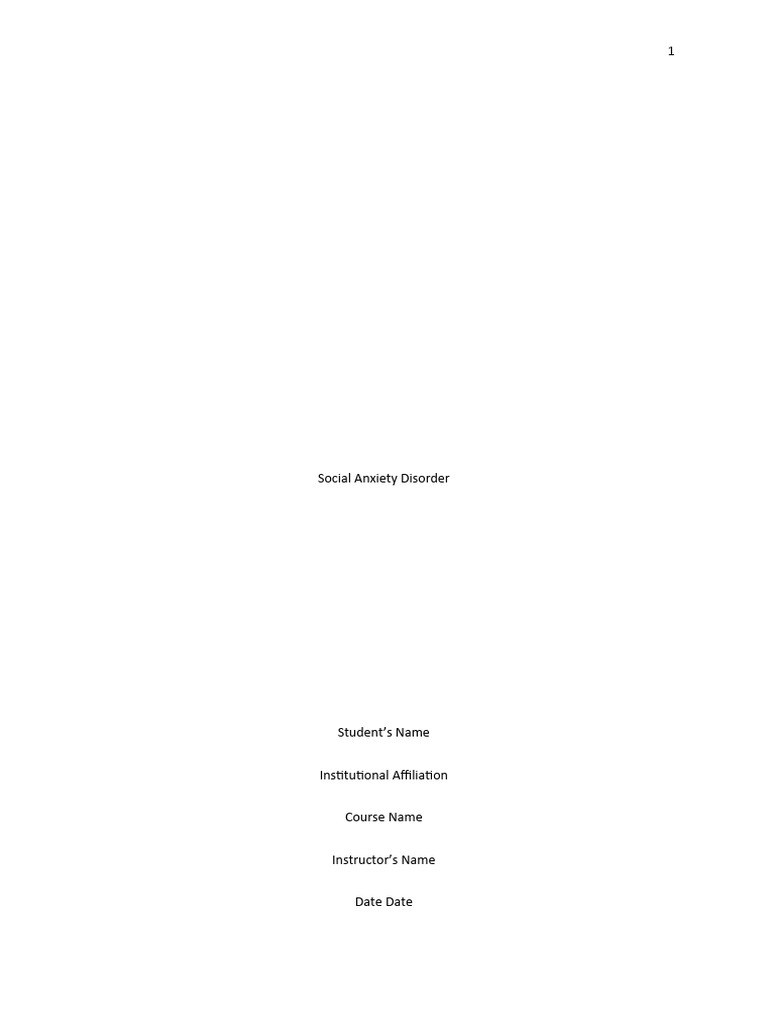 Social Anxiety Disorder 1.edited | PDF | Mental Disorder | Anxiety Disorder